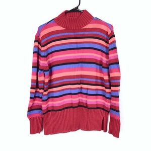 Vintage 1990s west bound striped turtleneck sweater size large colorful